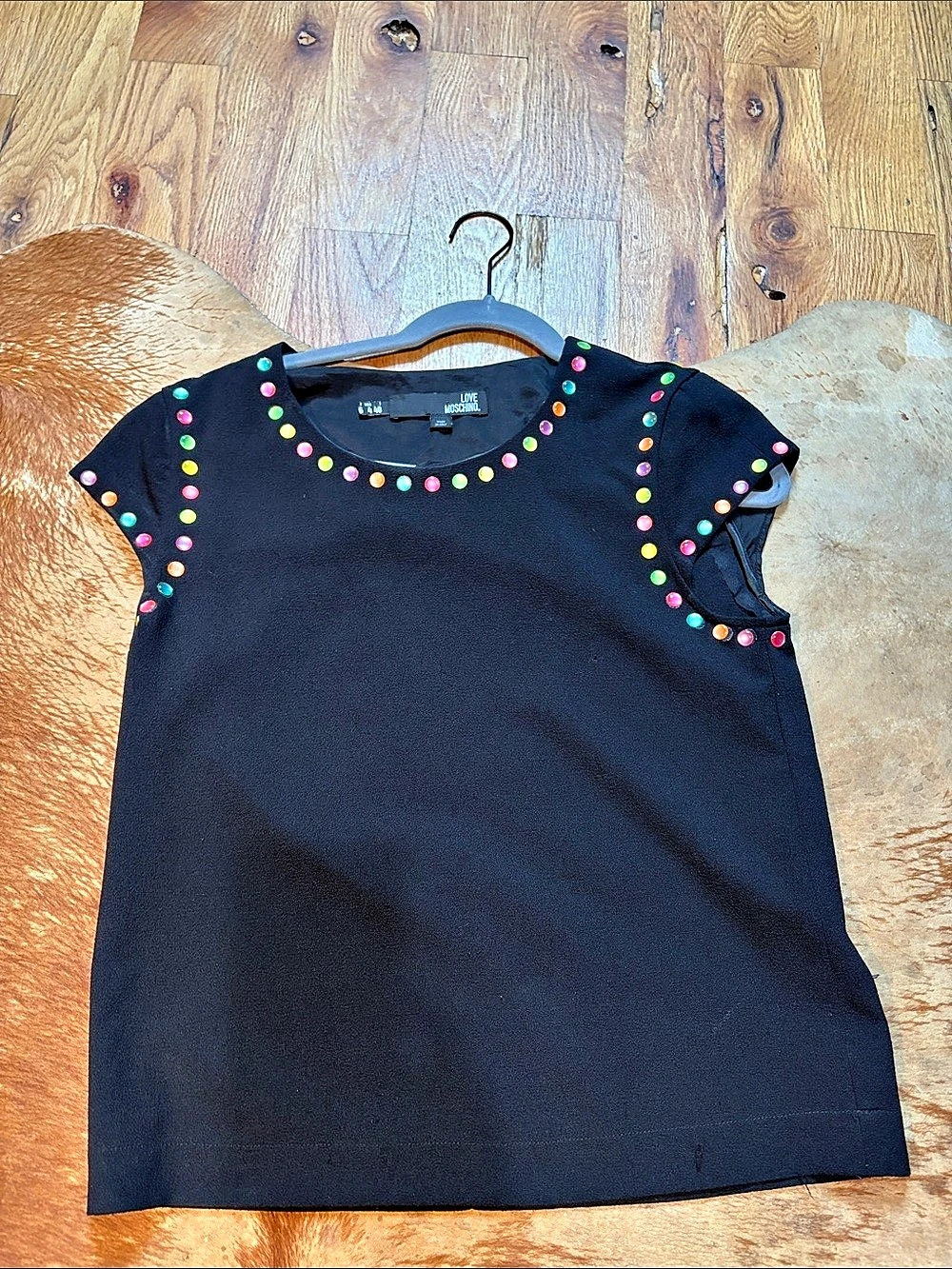 Love Moschino Embellished Black Short Sleeve Top